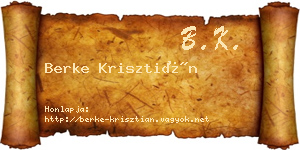Berke Krisztián névjegykártya